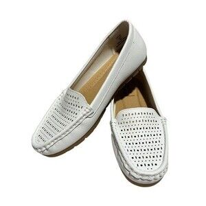 Lauren Blackwell White CAMI Loafer Slip-on faux leather Lightly cushioned size 6